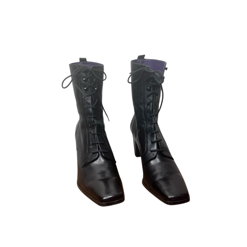 Etienne Aigner Black Lace Up Boots